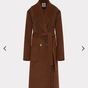MILLY Wyatt Brown Wool Fringe Coat